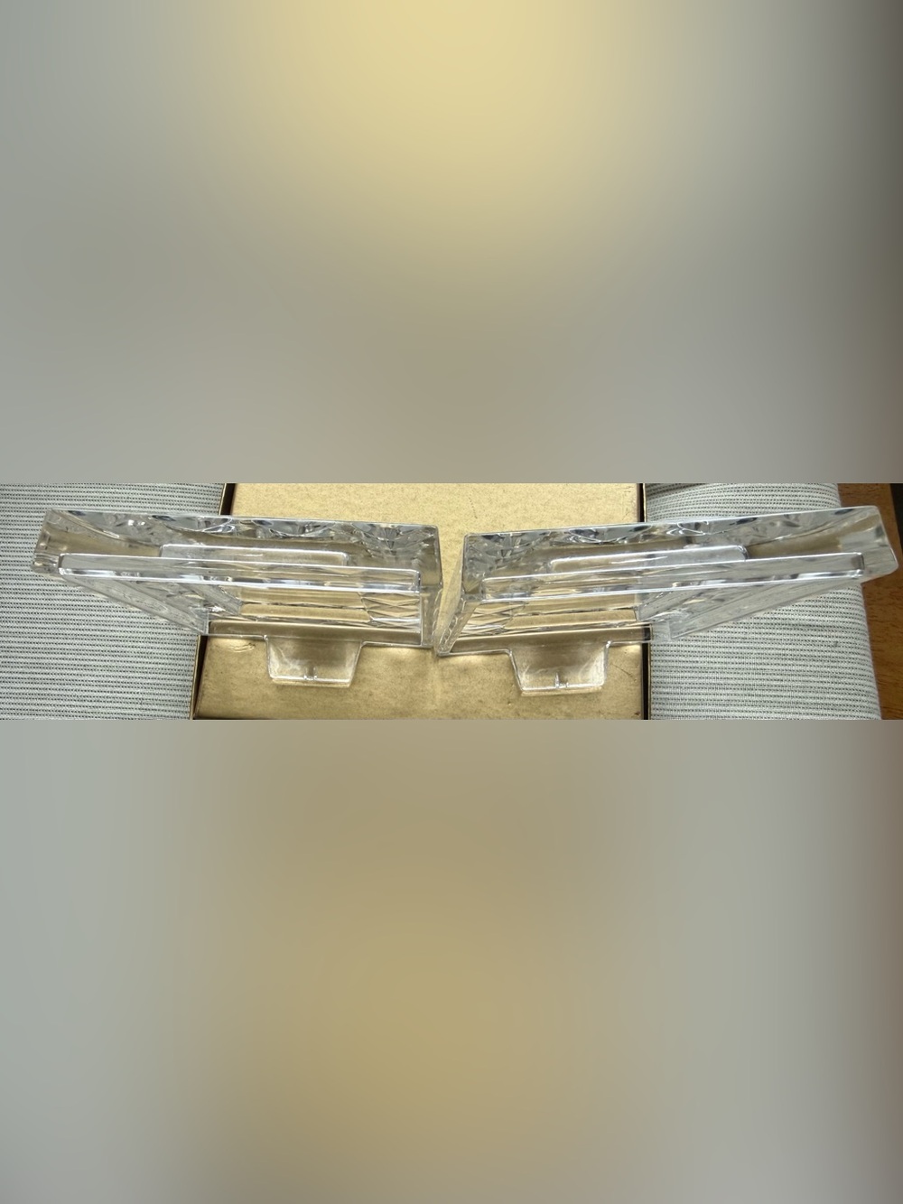 2 small Lenox Clear Crystal Czech Republic Faceted Rectangle Photo Vintage Frame - Picture 8 of 15